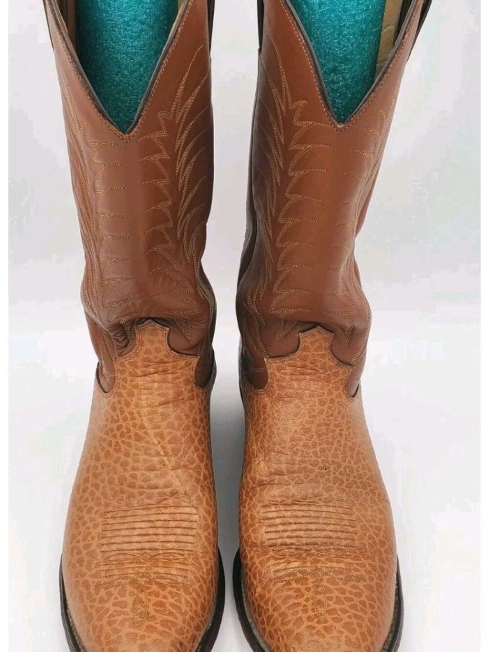 Justin 1051 Men 12D Vintage Tan Bullhide Leather Western Cowboy Boots Made/USA